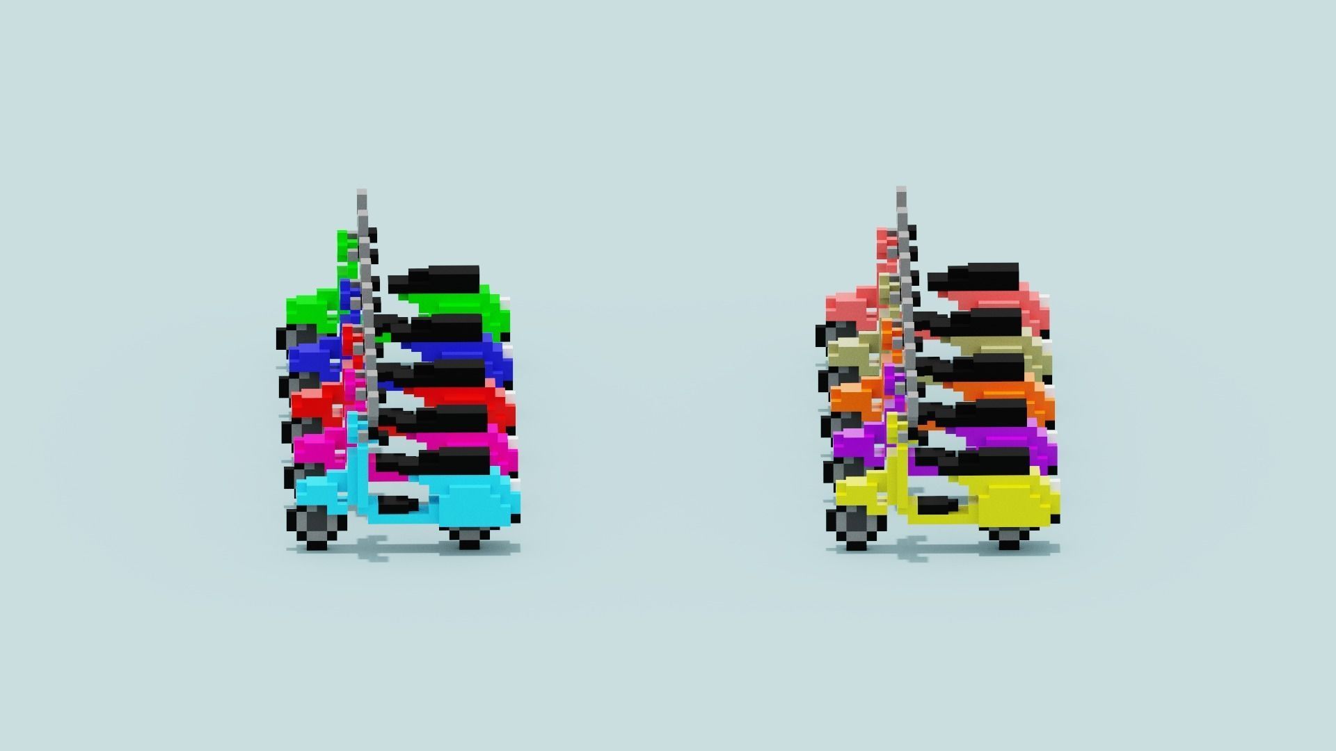 Voxel Vespa collection Low-poly 3D model_11