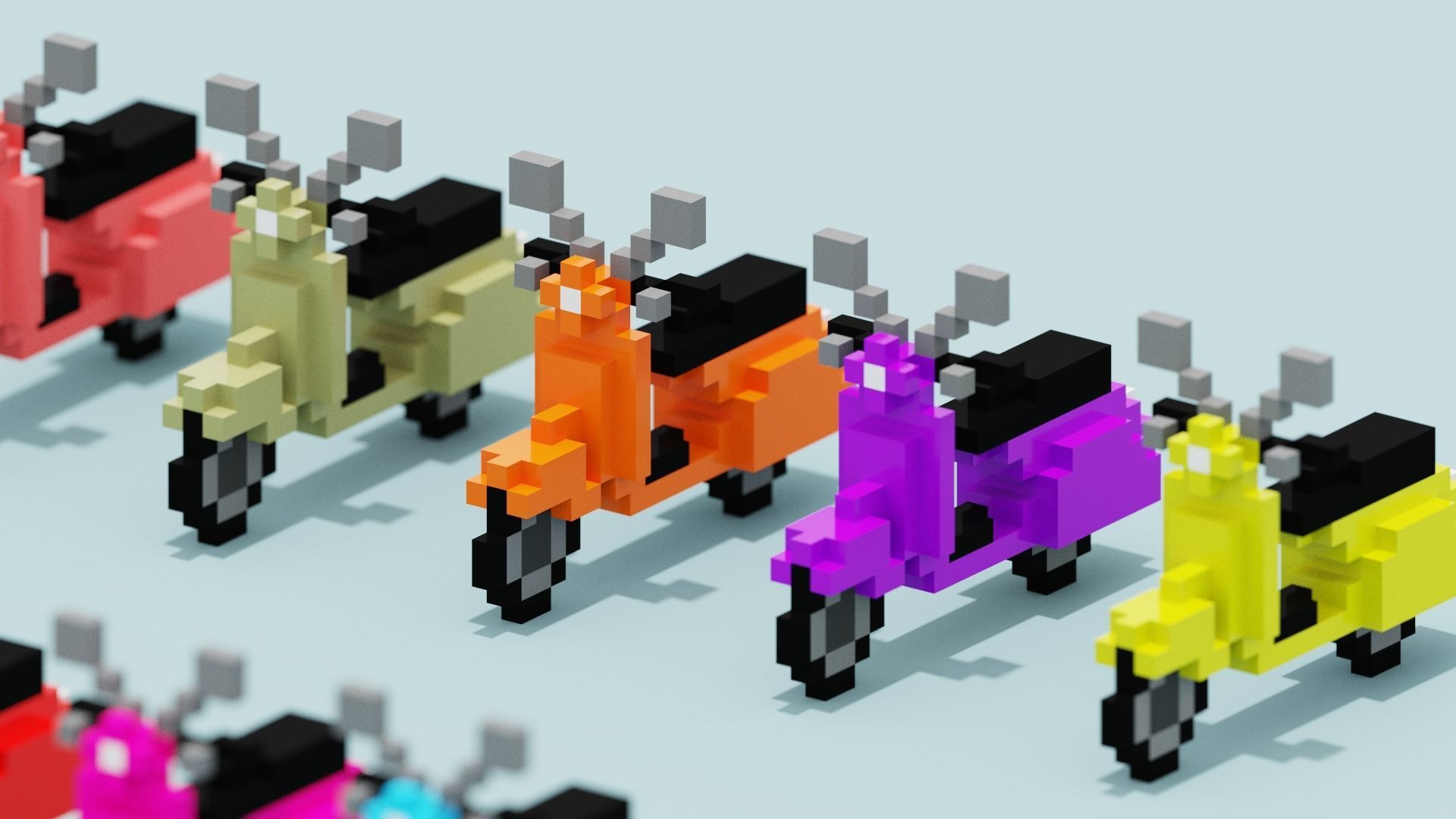 Voxel Vespa collection Low-poly 3D model_6