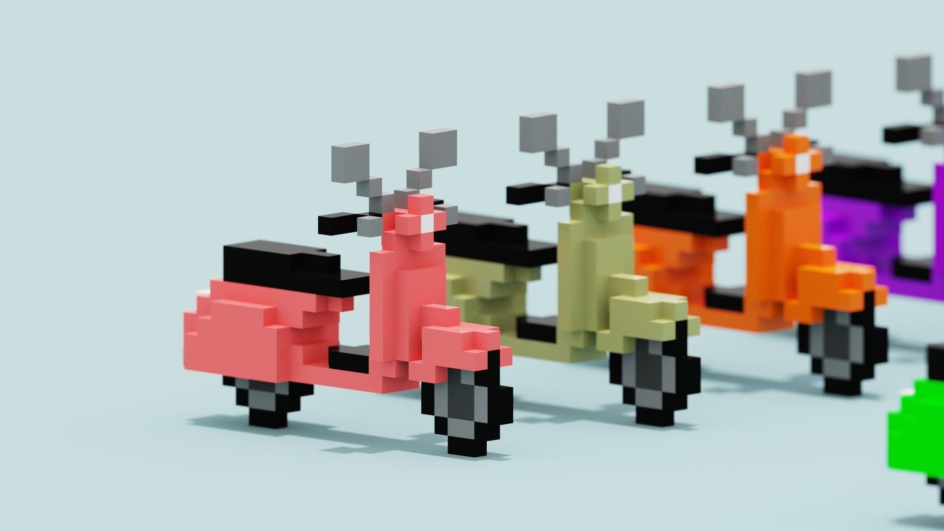 Voxel Vespa collection Low-poly 3D model_1