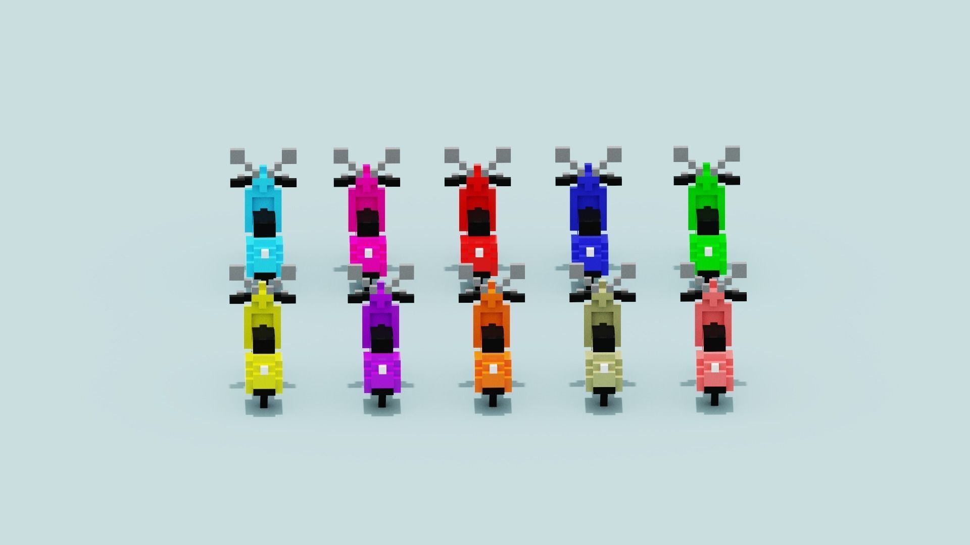 Voxel Vespa collection Low-poly 3D model_14