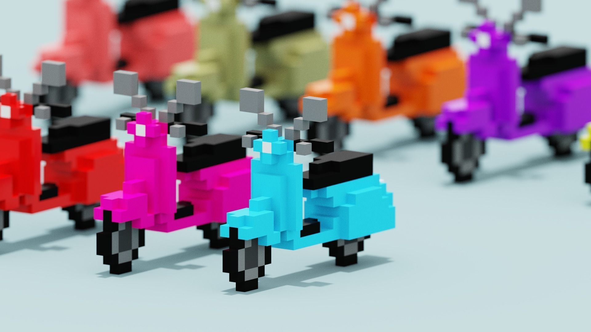 Voxel Vespa collection Low-poly 3D model_5
