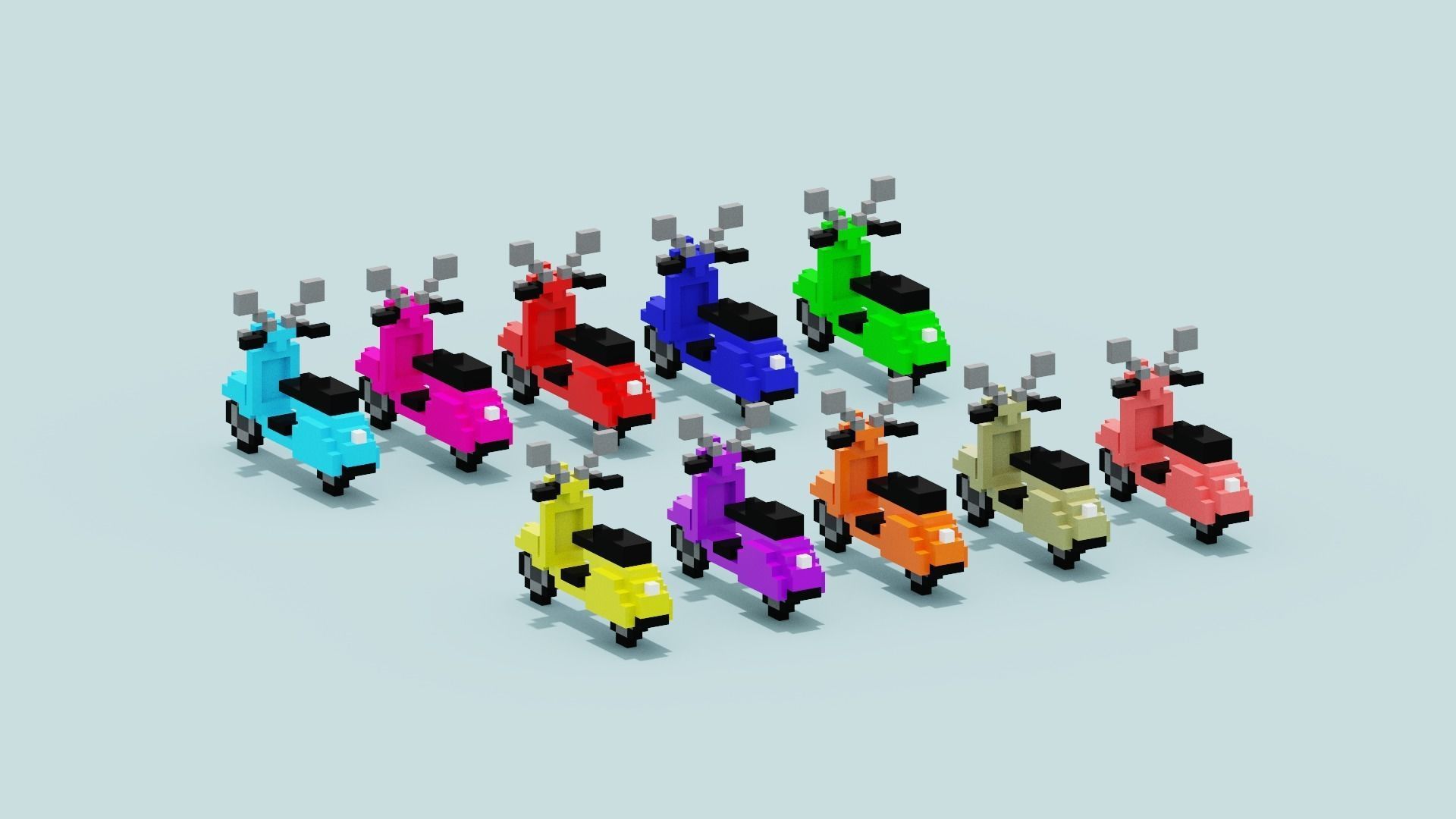 Voxel Vespa collection Low-poly 3D model_13