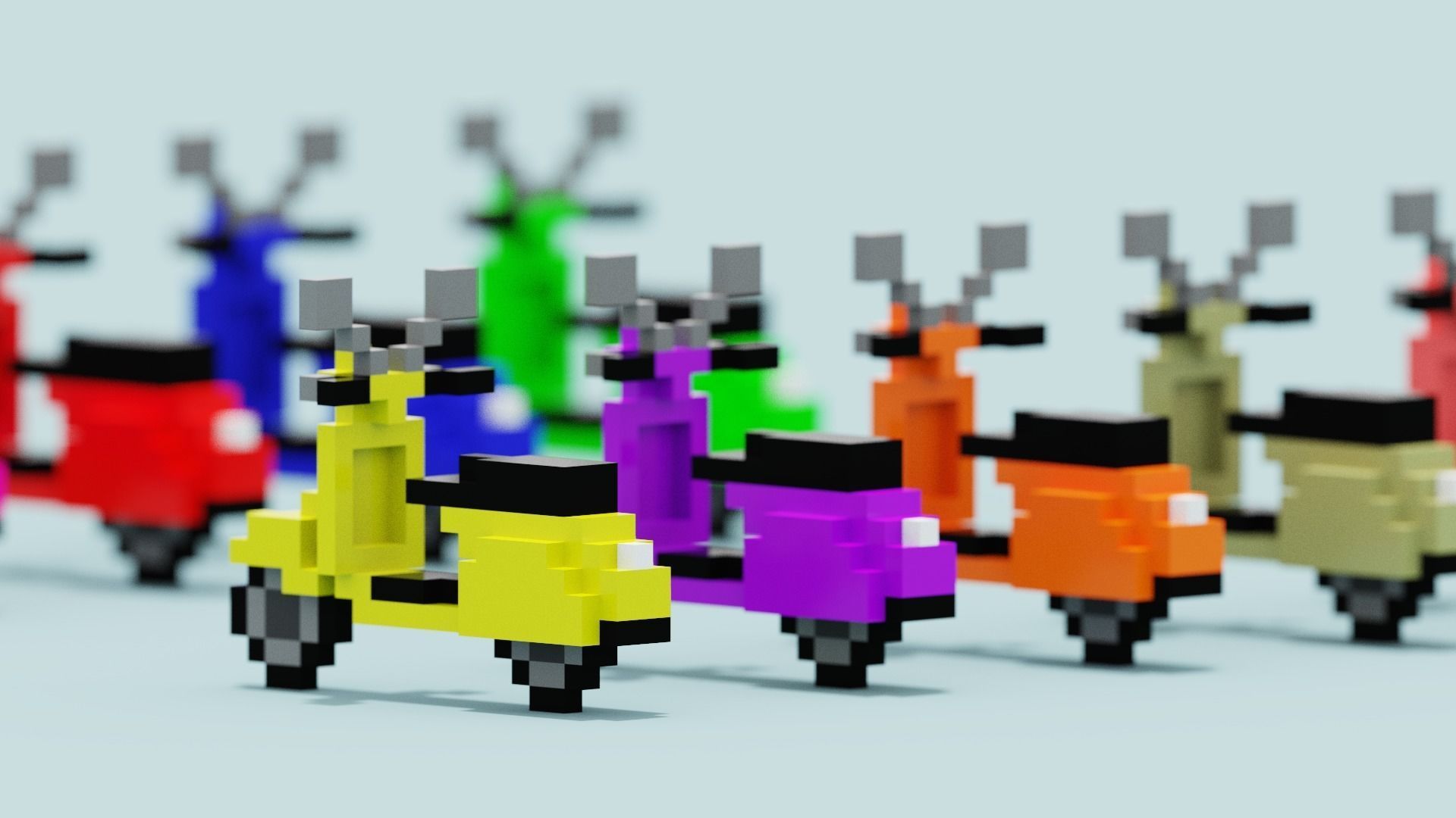 Voxel Vespa collection Low-poly 3D model_7