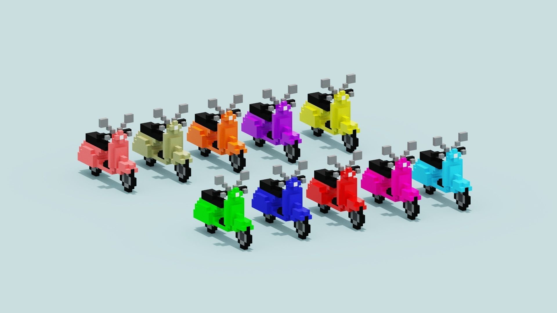 Voxel Vespa collection Low-poly 3D model_19