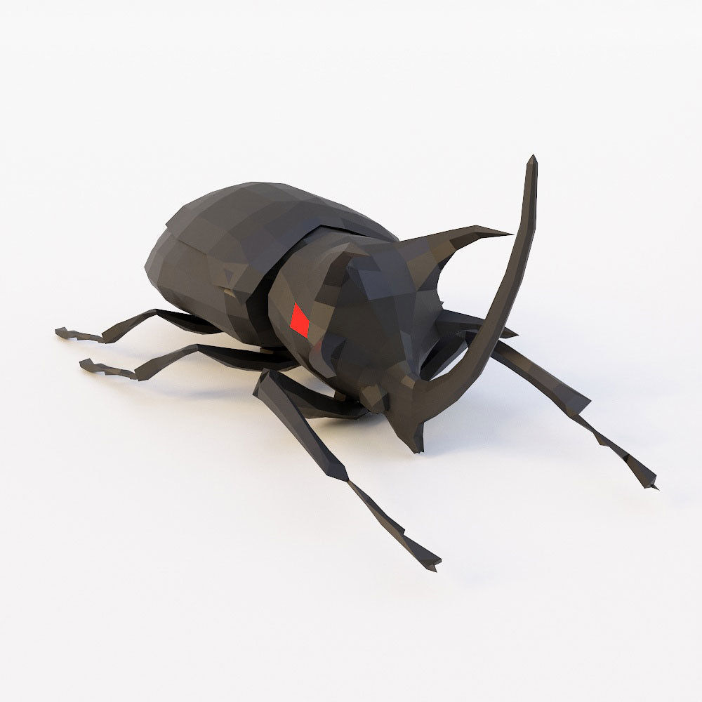 Beetle low poly 3d model origami Low-poly 3D model_1