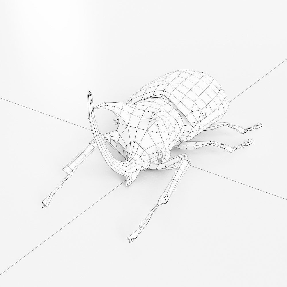 Beetle low poly 3d model origami Low-poly 3D model_3
