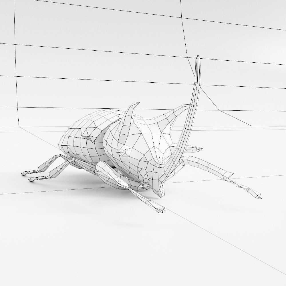 Beetle low poly 3d model origami Low-poly 3D model_5