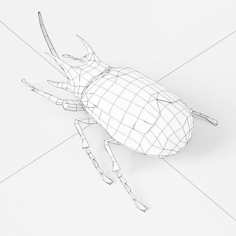Beetle low poly 3d model origami Low-poly 3D model_4