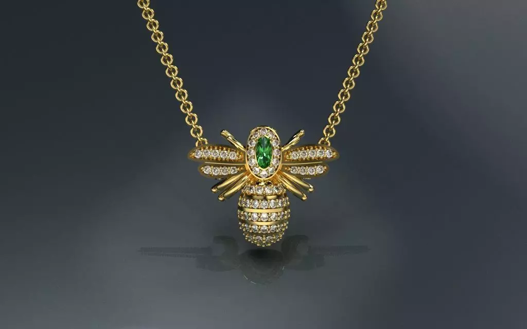 Bee Flower Pendant - 3D Jewelry - PG-243 3D print model