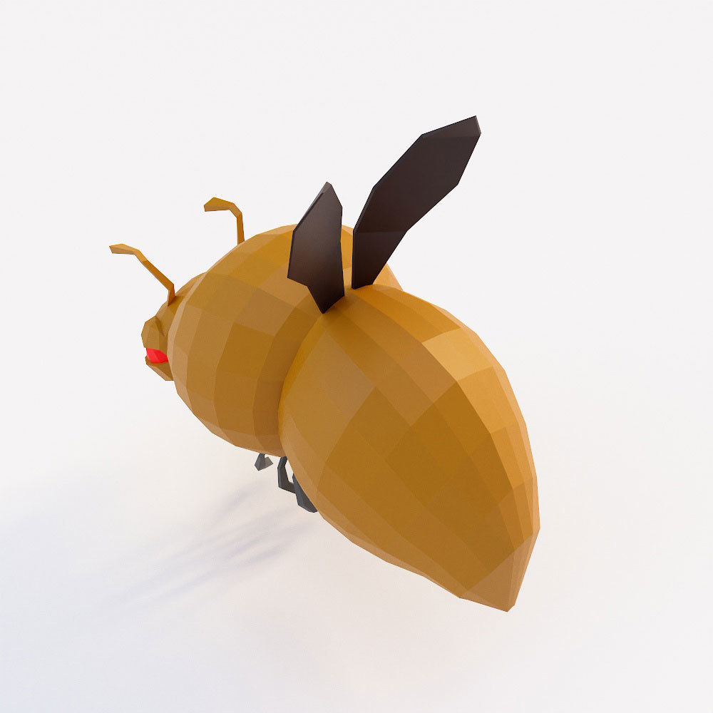 Bee cartoon 3d model  Low-poly 3D model_2