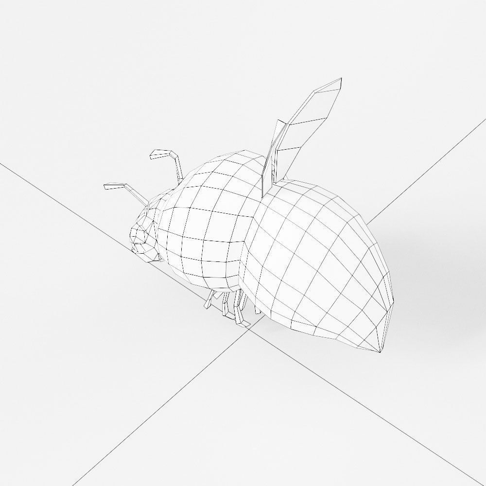 Bee cartoon 3d model  Low-poly 3D model_4