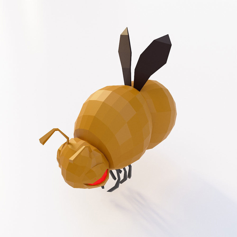 Bee cartoon 3d model  Low-poly 3D model_1
