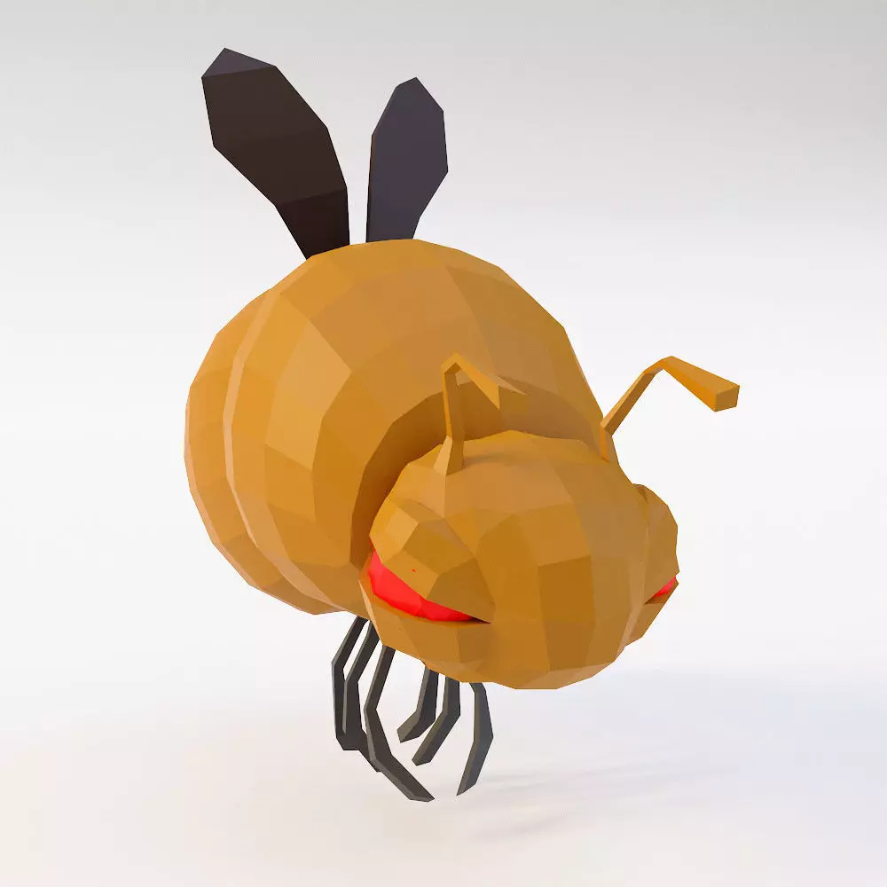 Bee cartoon 3d model  Low-poly 3D model_0