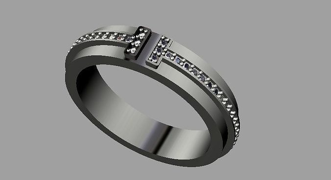 Tiffany-t-Narrow Diamon Ring 3D print model