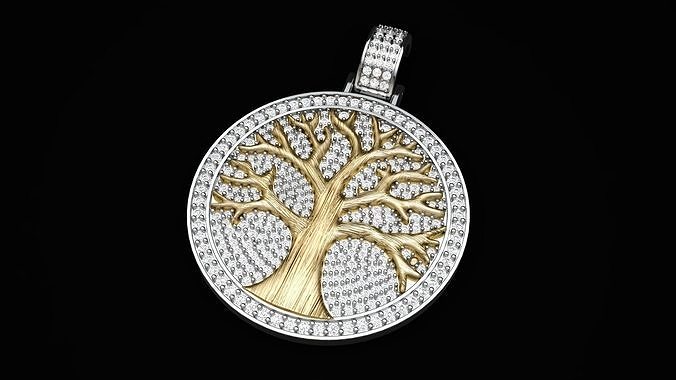 Diamond Tree Medallion  Pendant  3D print model