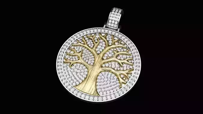 Diamond Tree Medallion  Pendant  3D print model