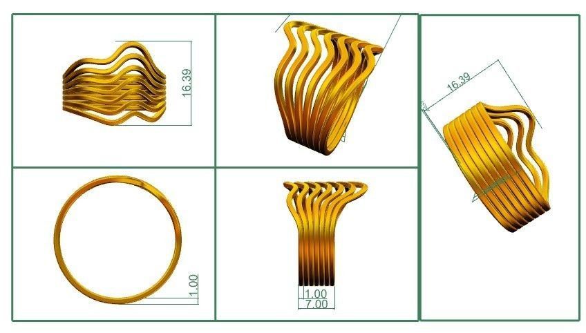 Row Band Ring 3D Printable Model with Real Photography 3D print model_2