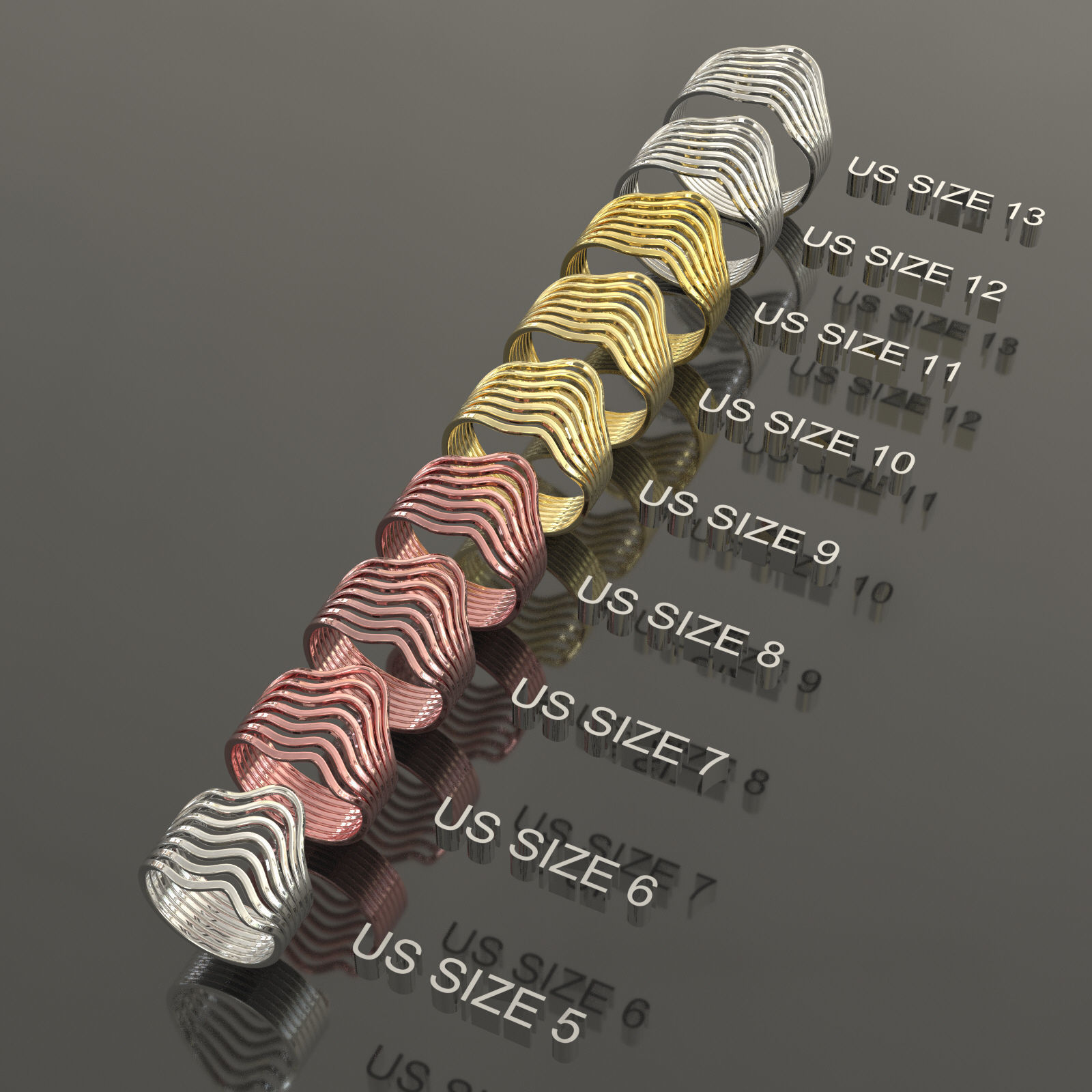 Row Band Ring 3D Printable Model with Real Photography 3D print model_5