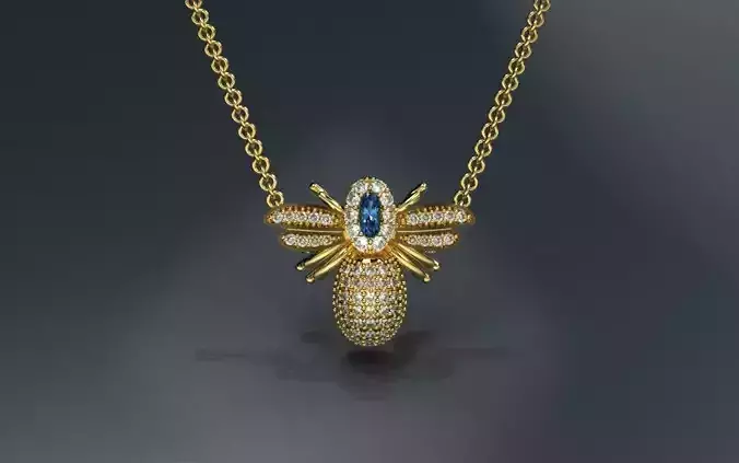Bee Flower Pendant - 3D Jewelry - PG-245