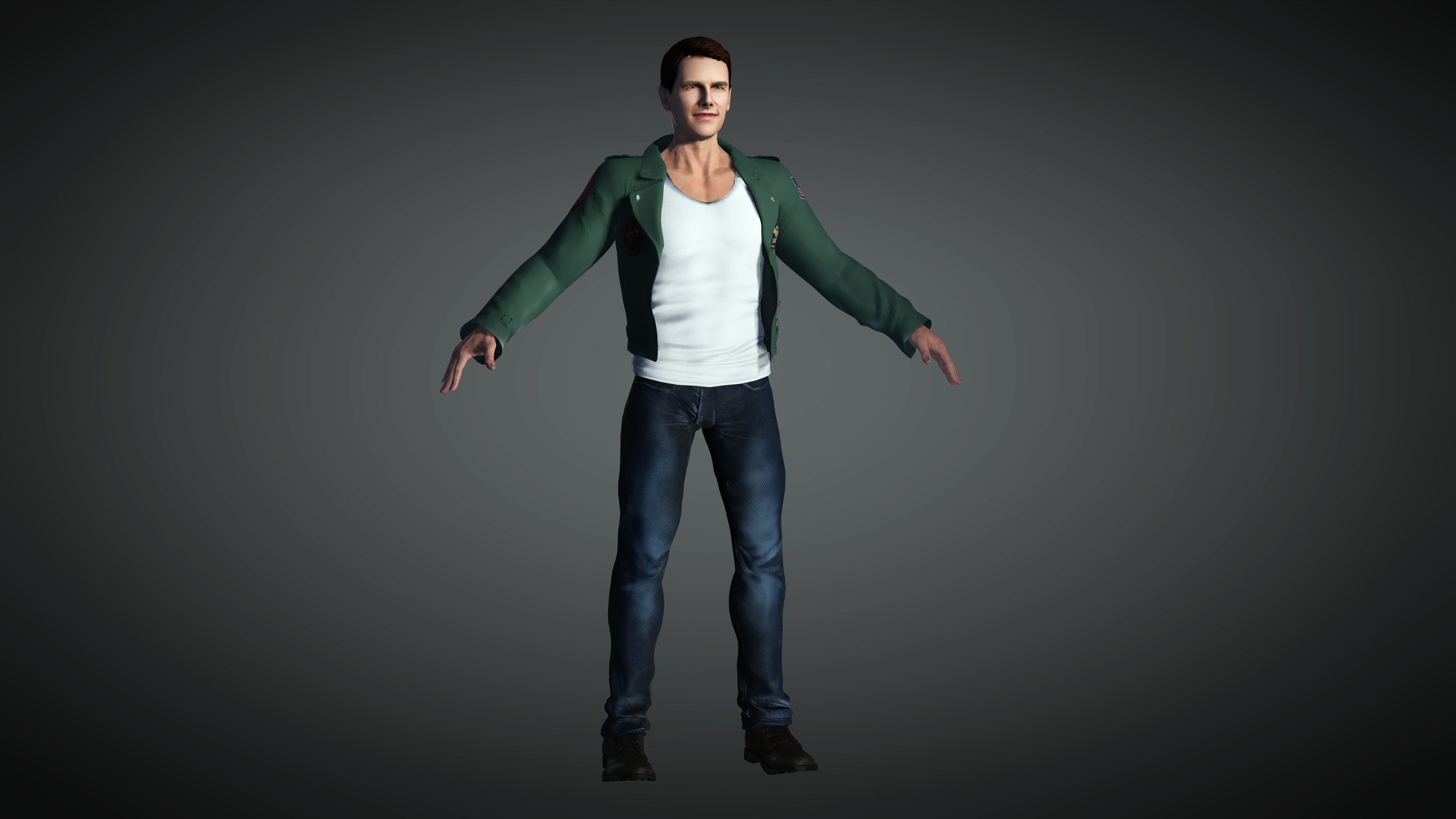 Maverick man in jeans Low-poly 3D model_6