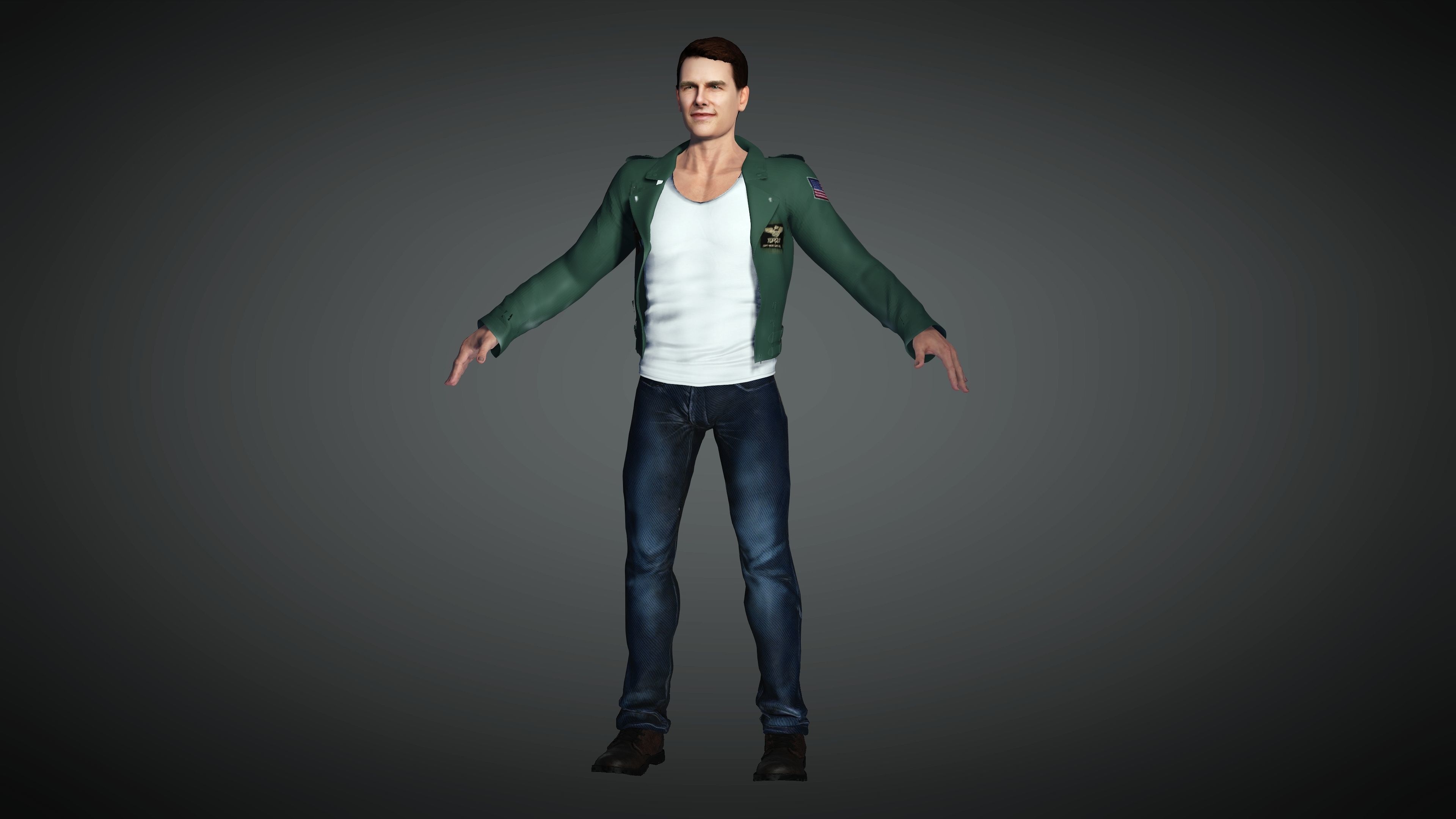 Maverick man in jeans Low-poly 3D model_2