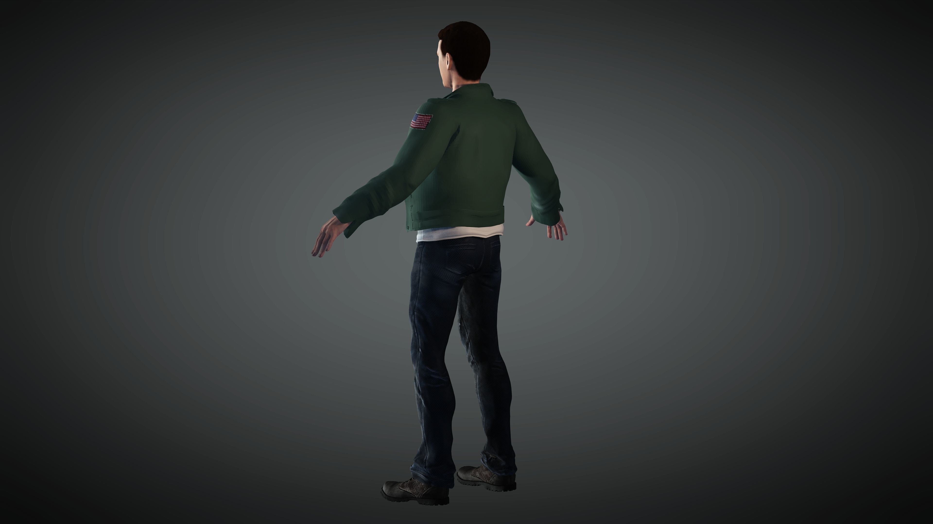 Maverick man in jeans Low-poly 3D model_5