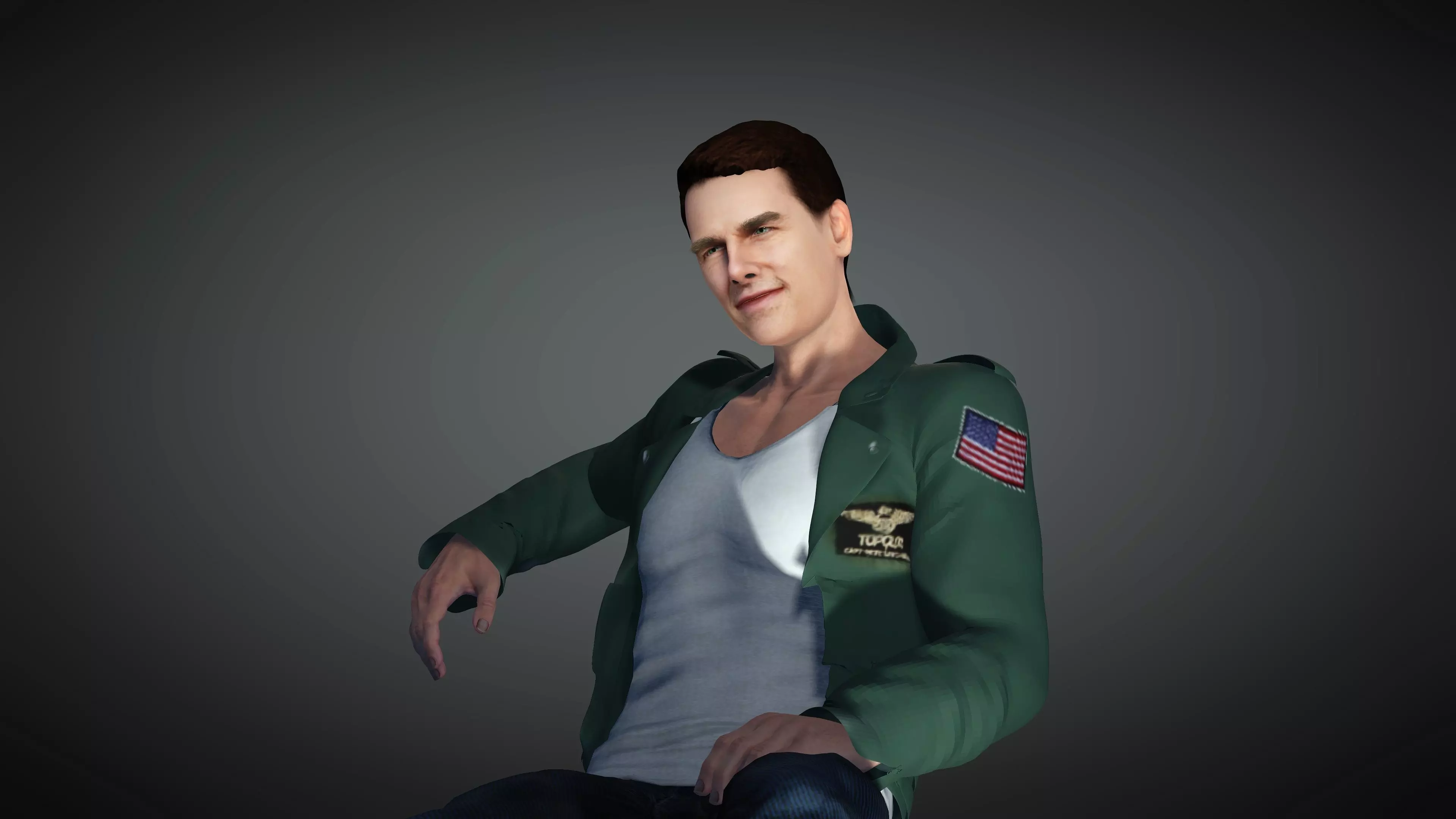 Maverick man in jeans Low-poly 3D model_0
