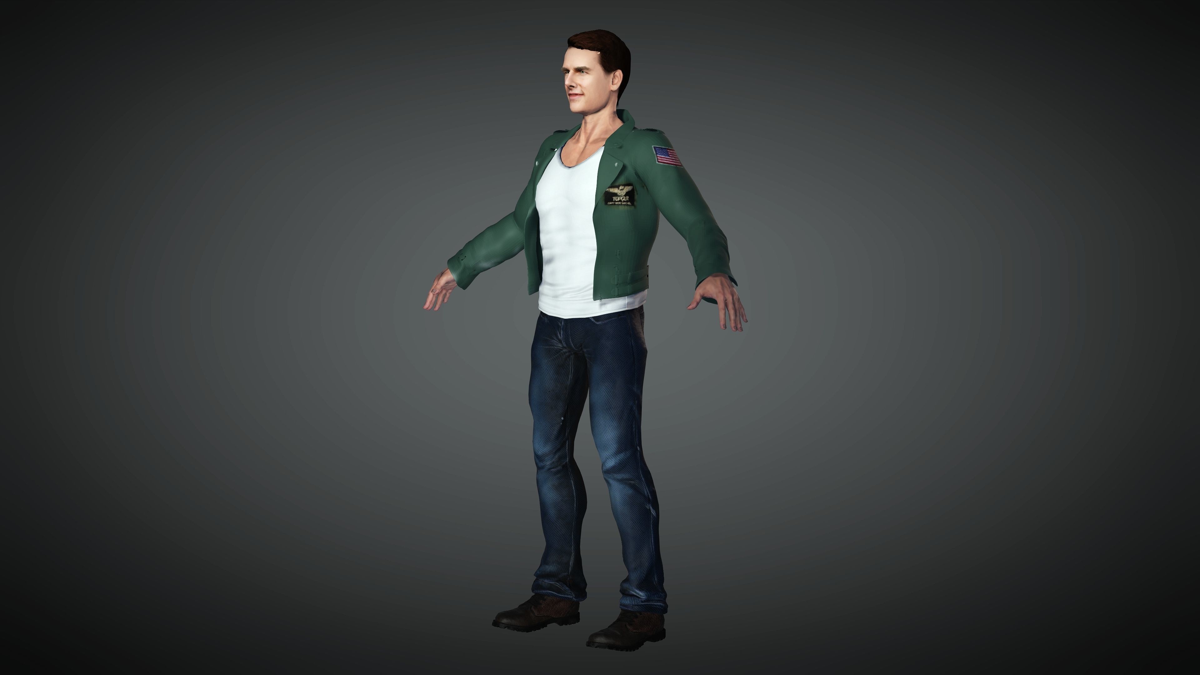 Maverick man in jeans Low-poly 3D model_4