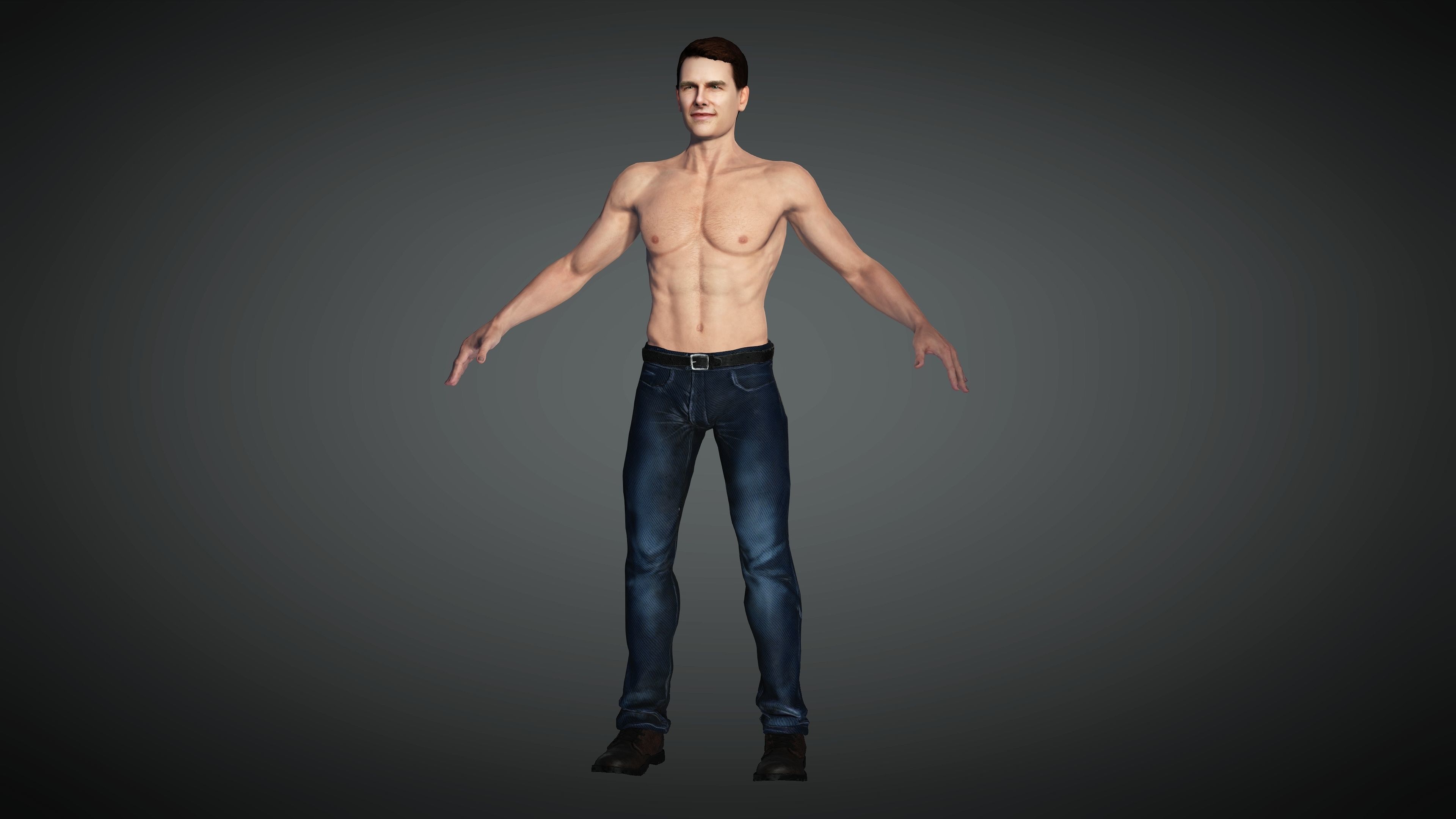 Maverick man in jeans Low-poly 3D model_3
