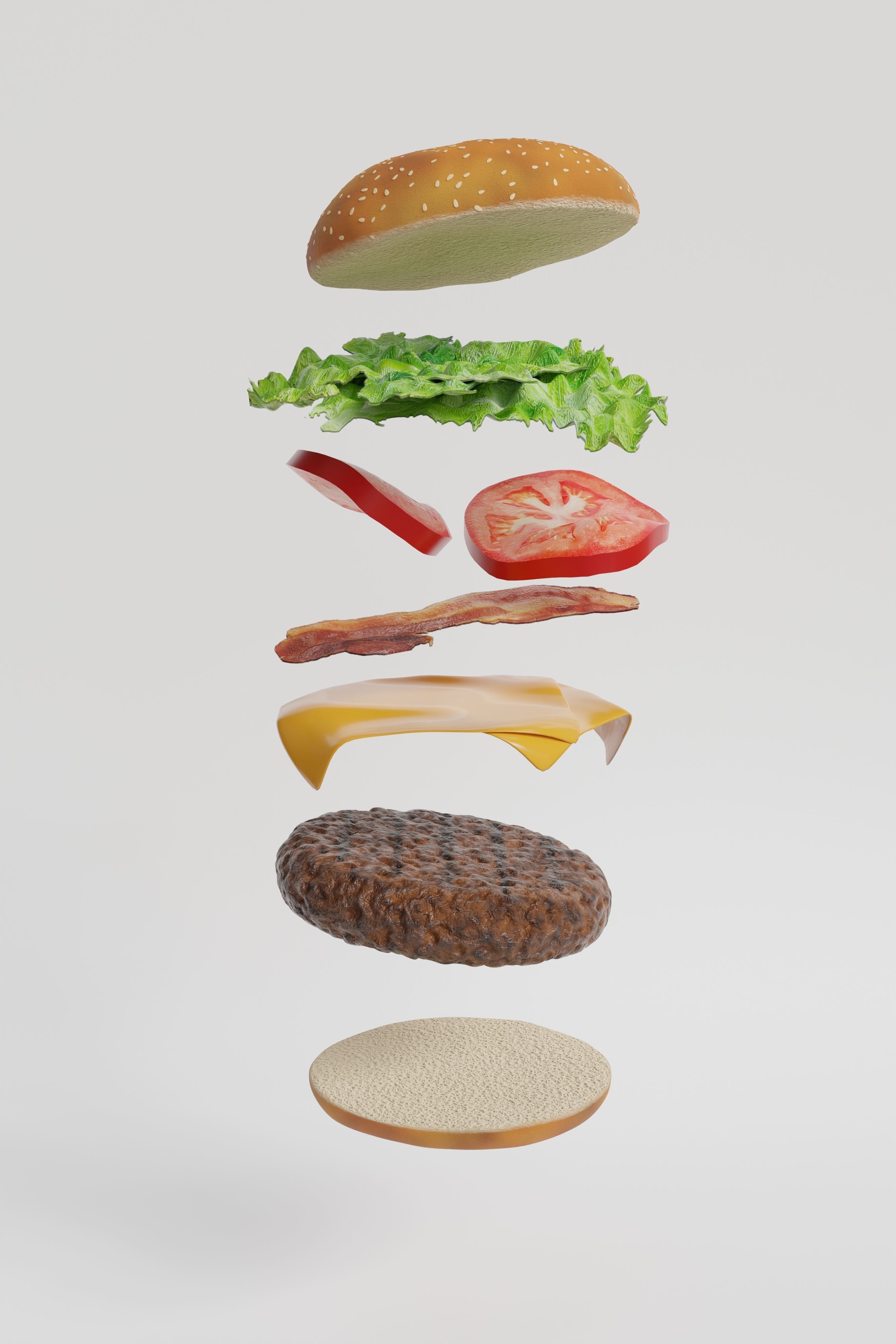 Realistic 3d model classic burger 3D model_1