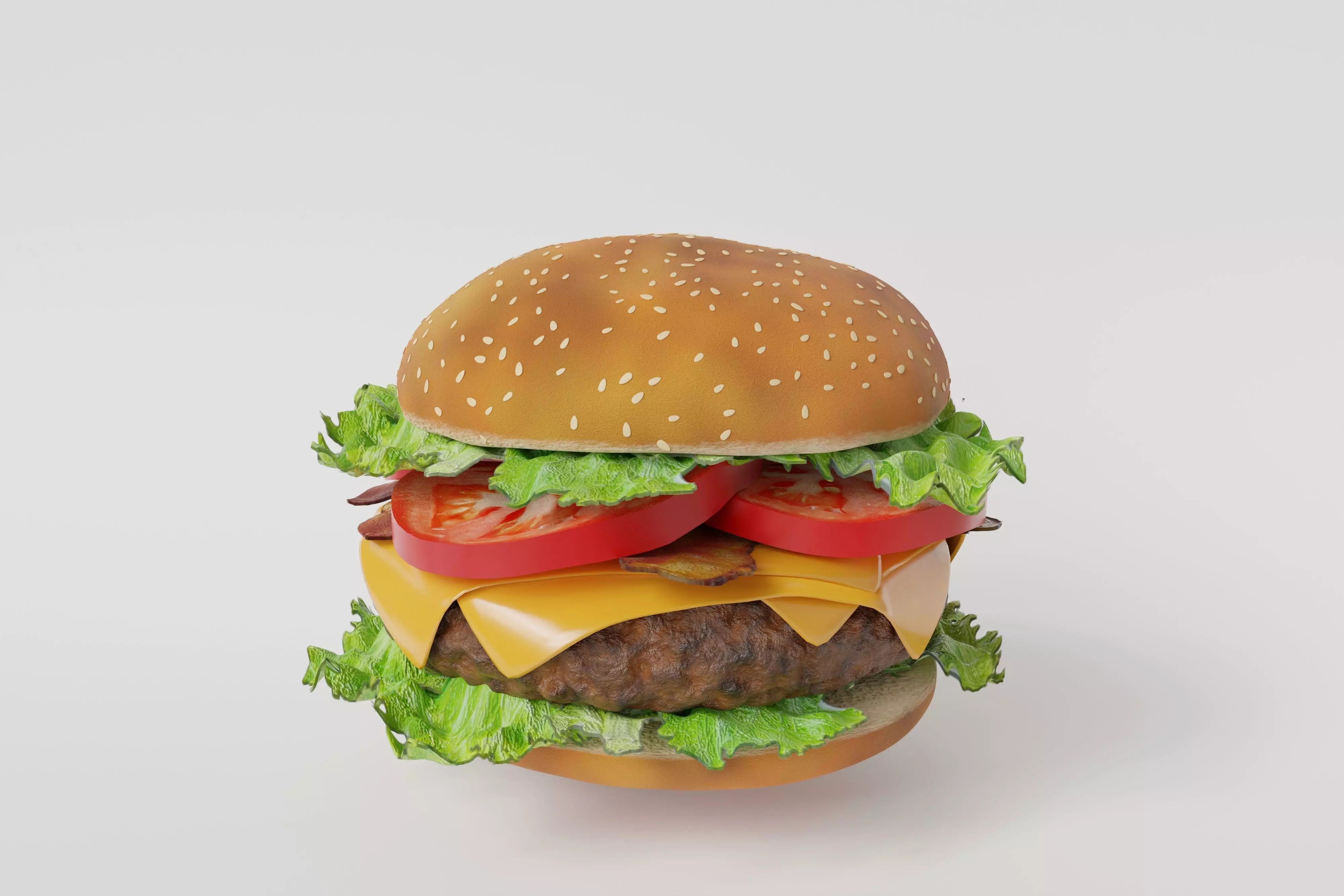 Realistic 3d model classic burger 3D model_0