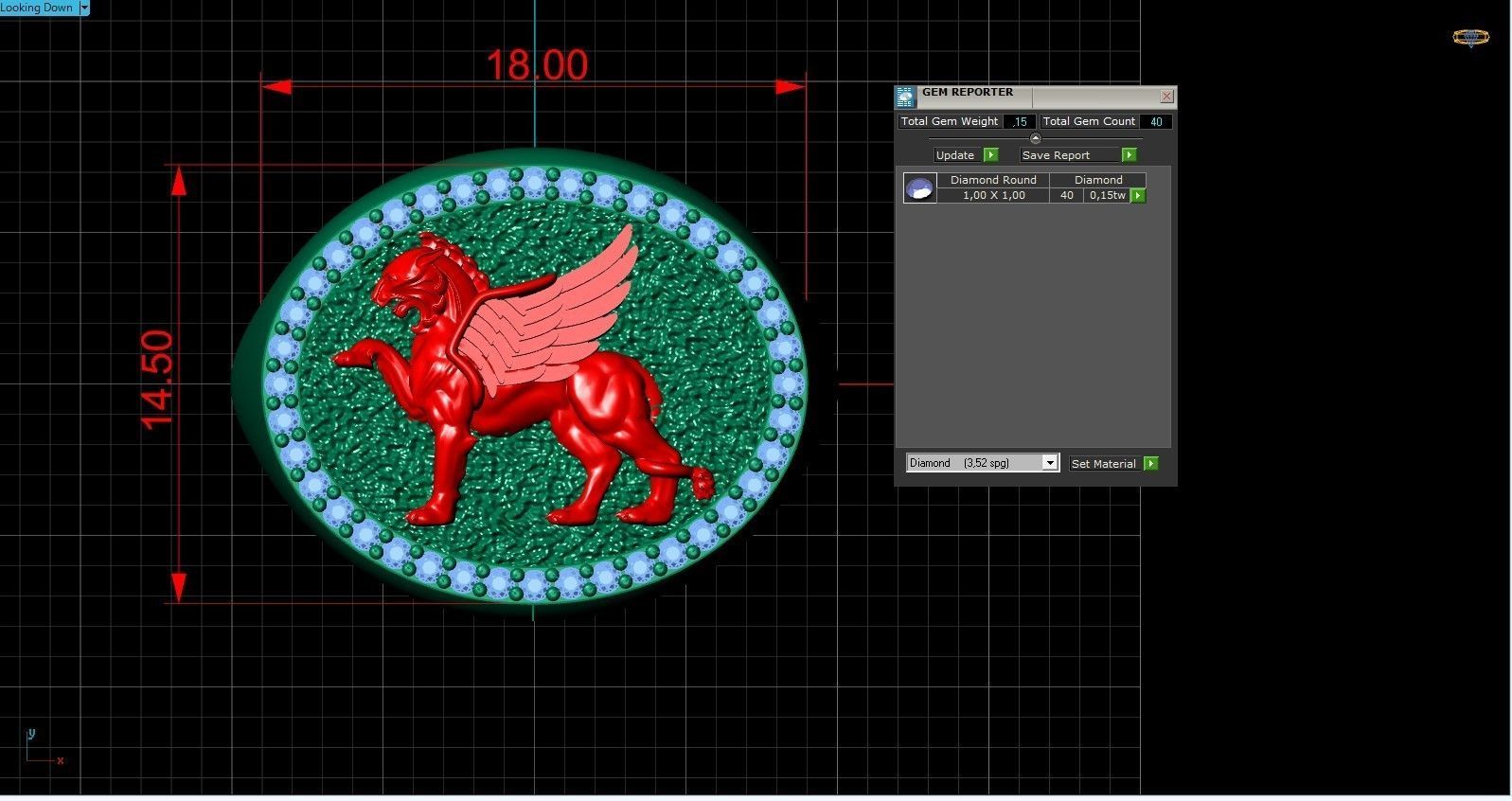Gryphon Griffin Griffon ring with gems 3D print model_27