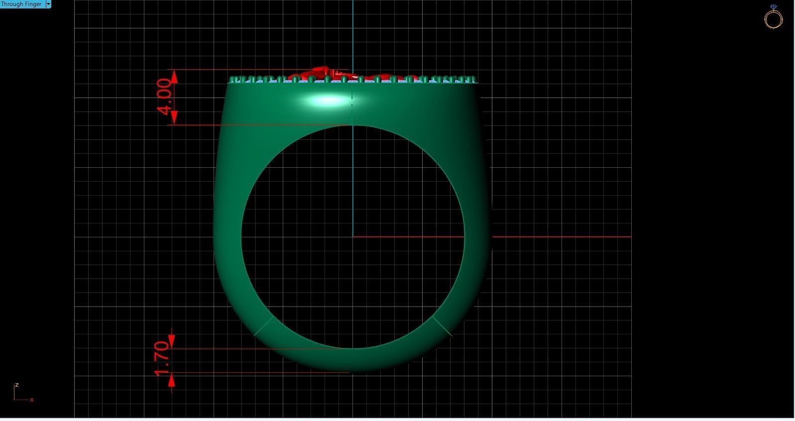 Gryphon Griffin Griffon ring with gems 3D print model_5