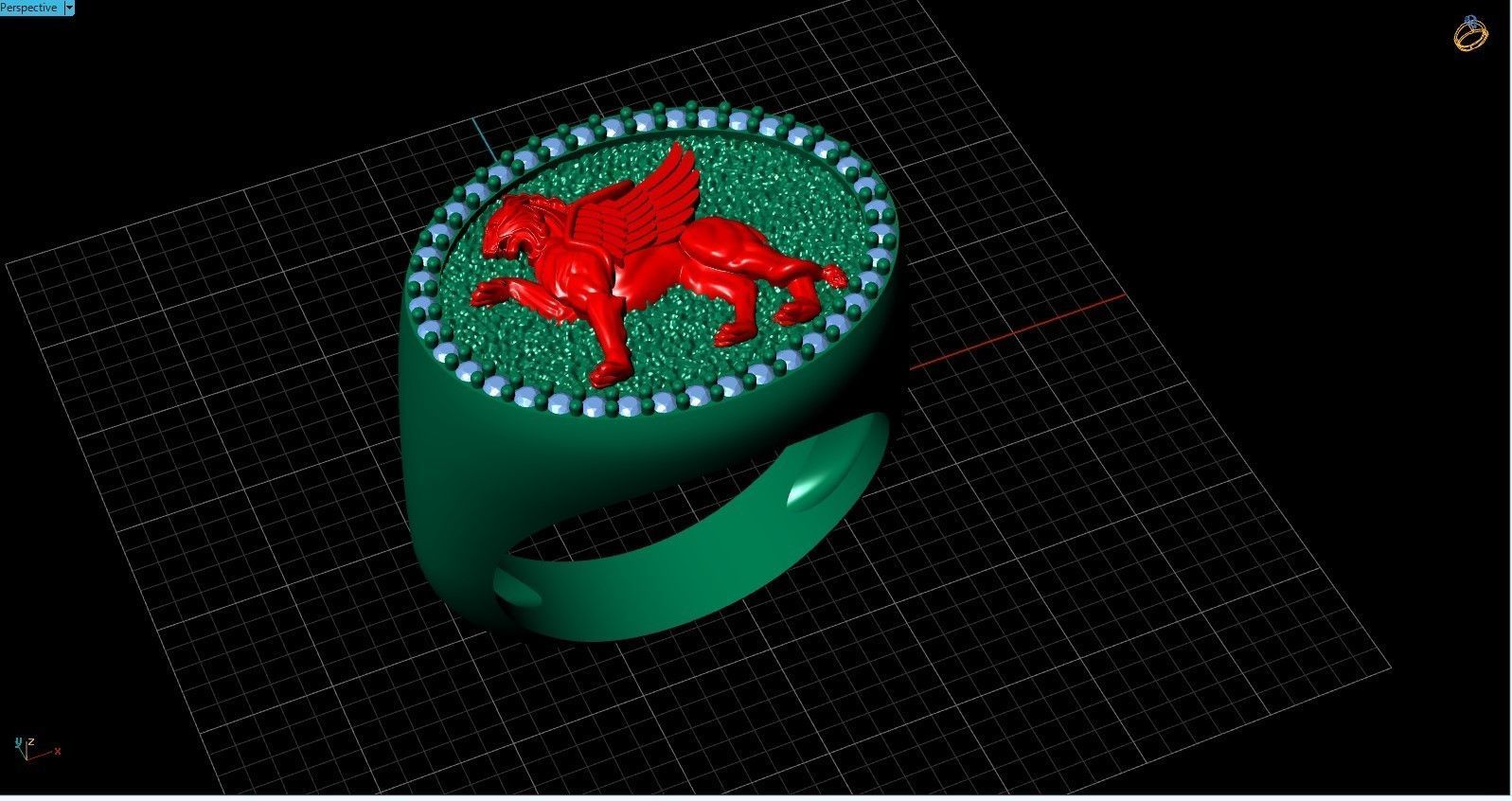 Gryphon Griffin Griffon ring with gems 3D print model_34