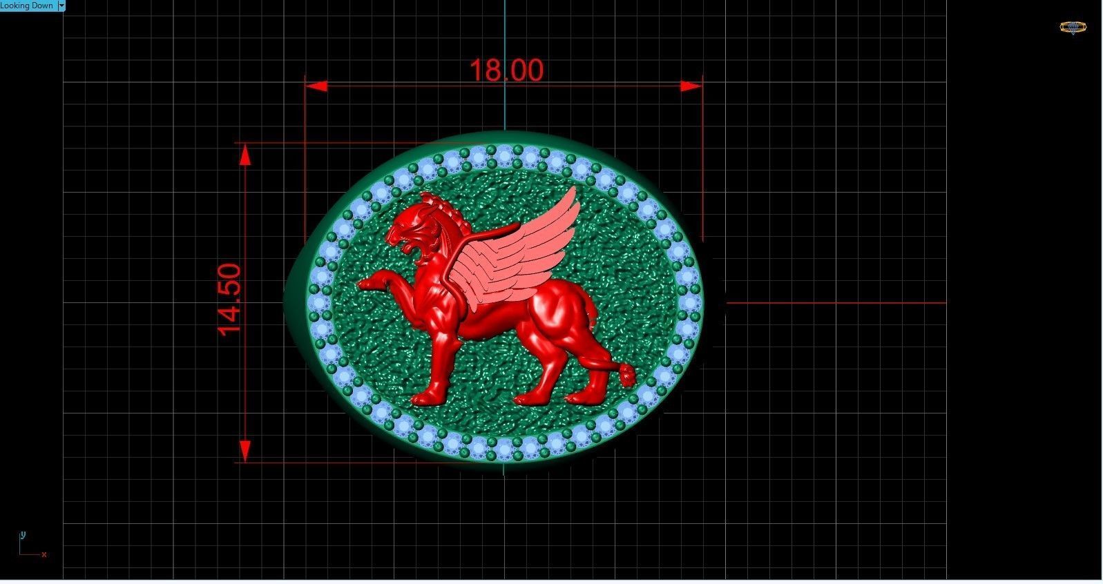 Gryphon Griffin Griffon ring with gems 3D print model_20