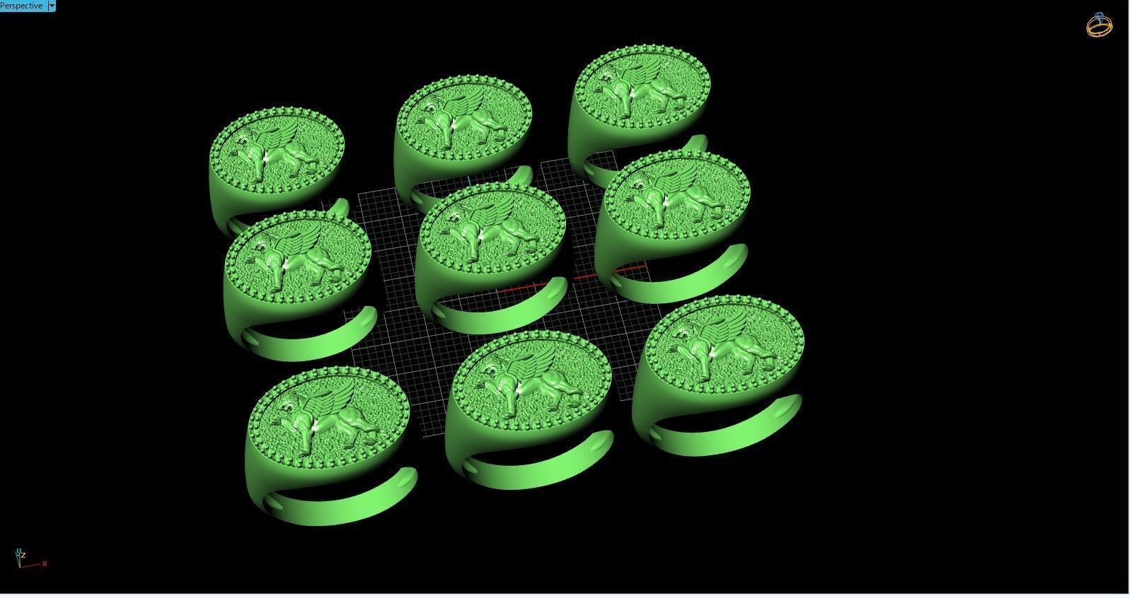 Gryphon Griffin Griffon ring with gems 3D print model_37