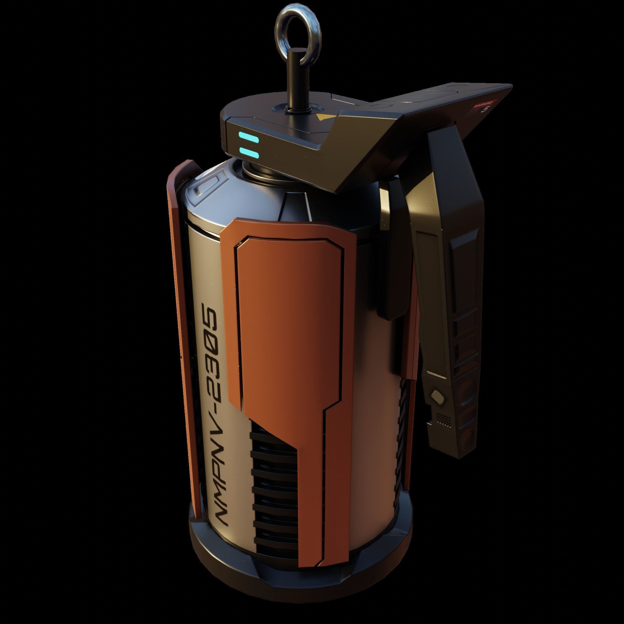 Game Ready Sci fi granade PBR Low-poly 3D model_4