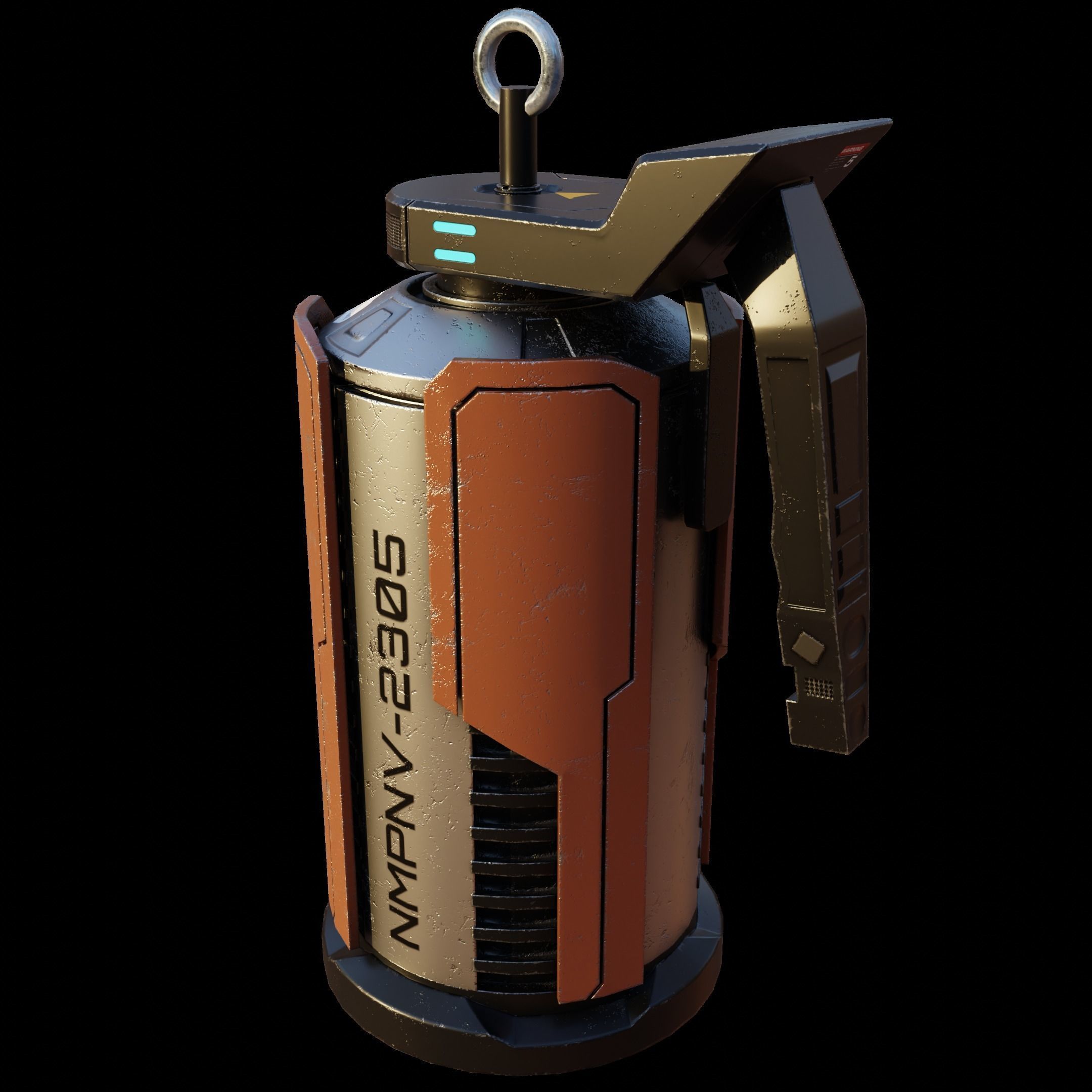 Game Ready Sci fi granade PBR Low-poly 3D model_5