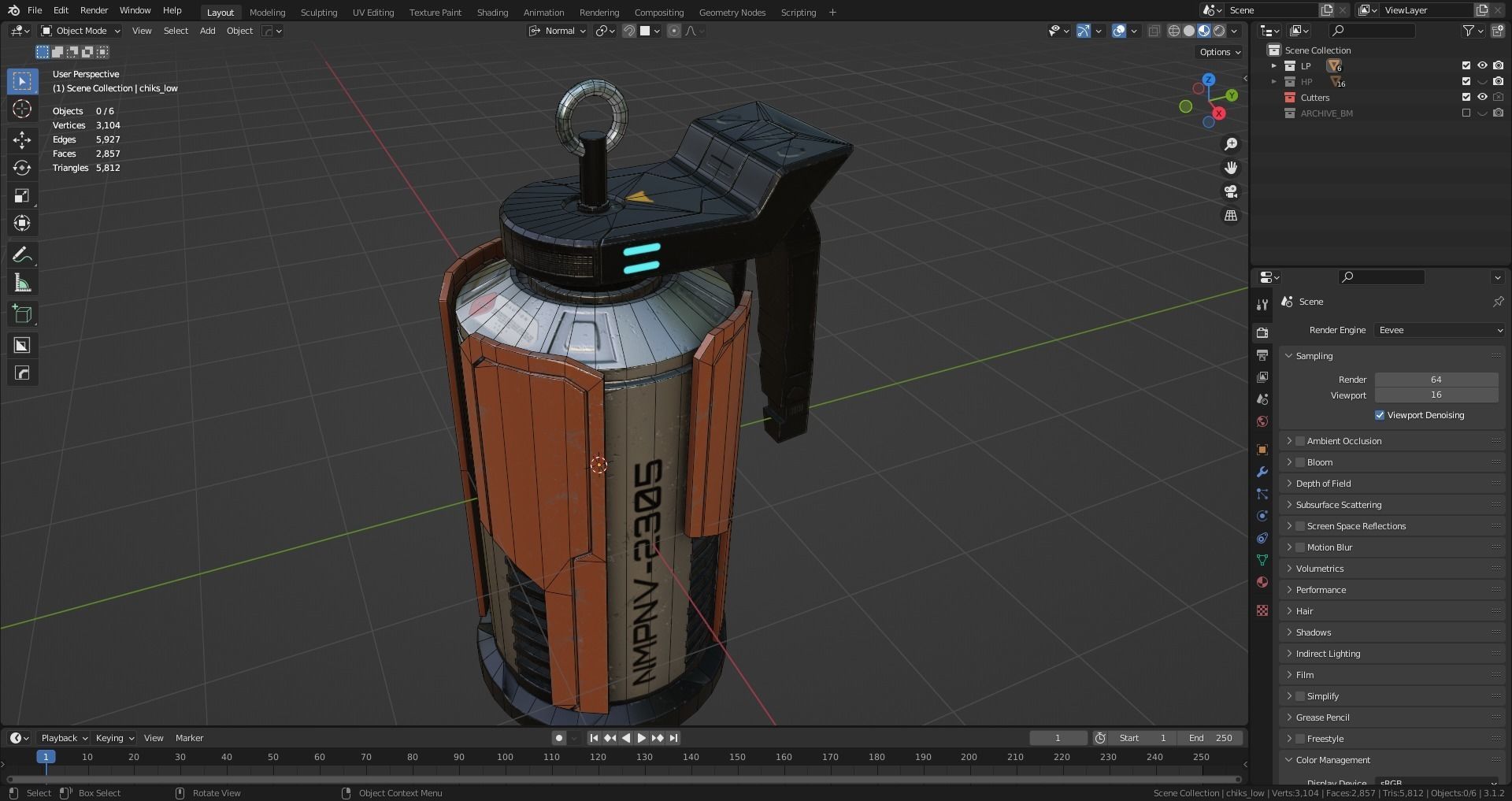 Game Ready Sci fi granade PBR Low-poly 3D model_11