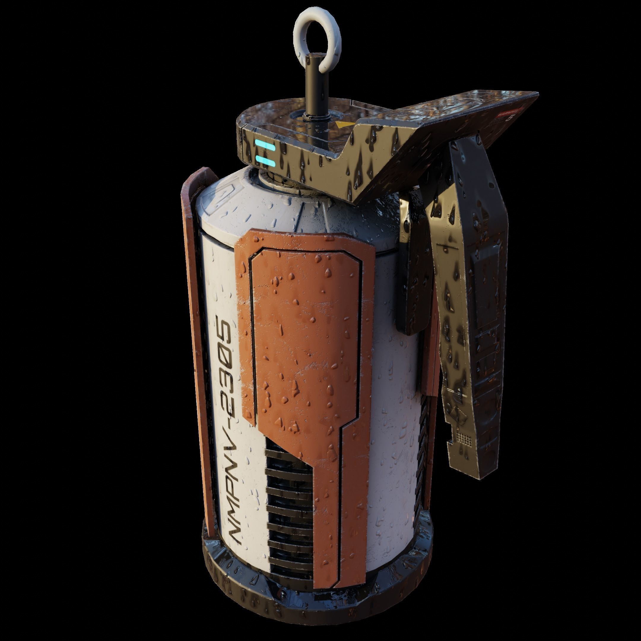 Game Ready Sci fi granade PBR Low-poly 3D model_7