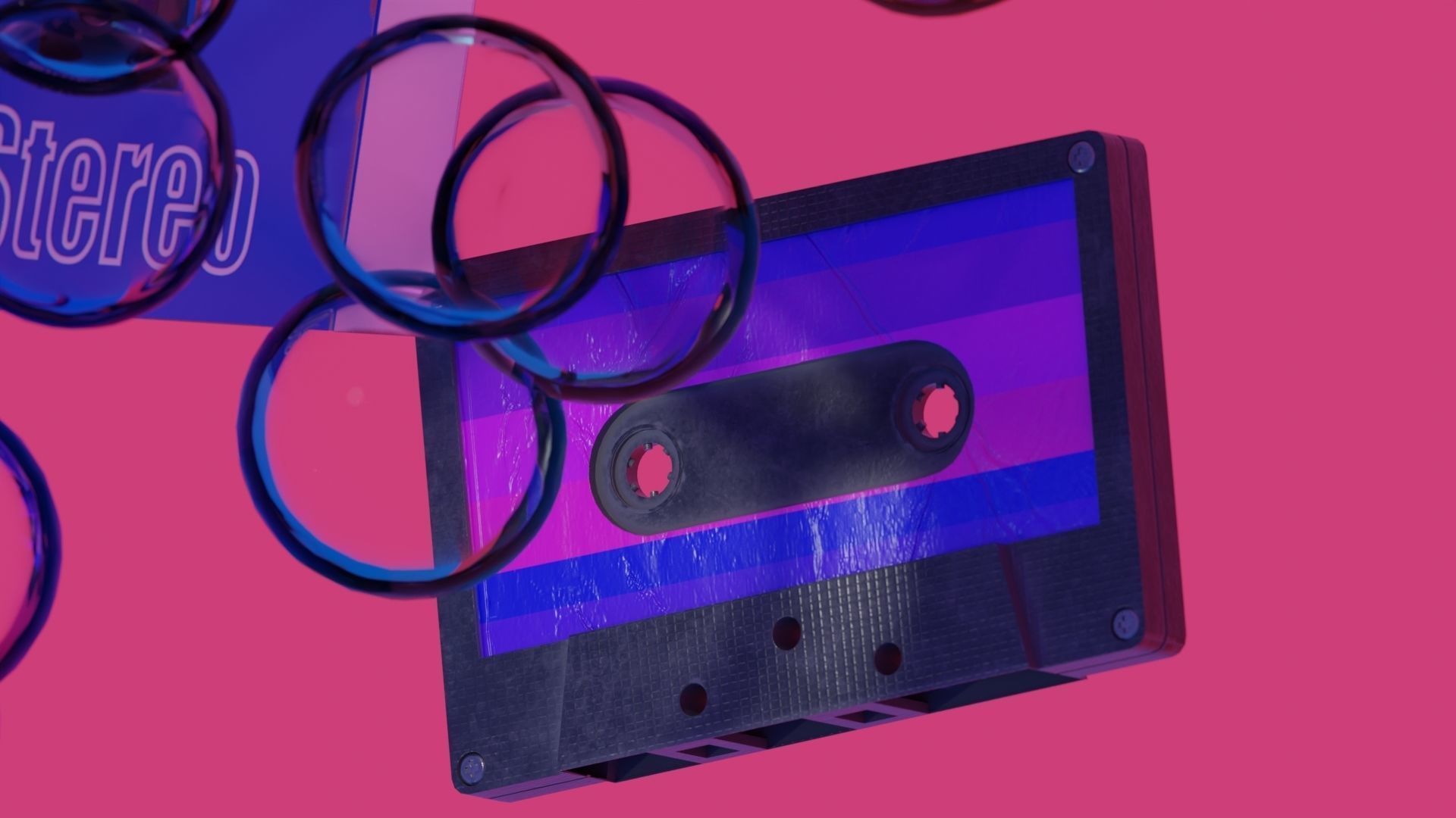 wallkman and Casette with bubbles   Low-poly 3D model_8