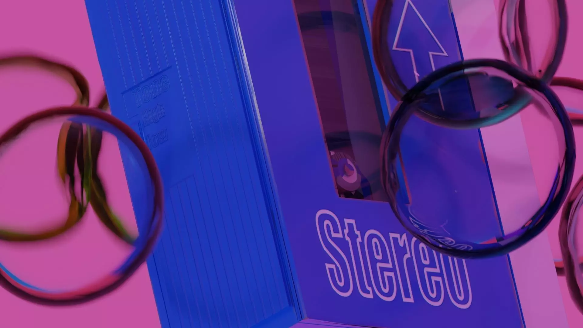 wallkman and Casette with bubbles   Low-poly 3D model_0