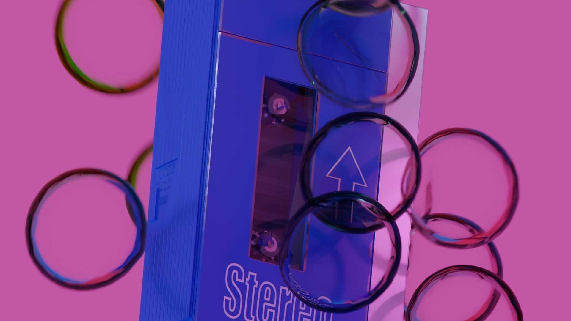 wallkman and Casette with bubbles   Low-poly 3D model_4