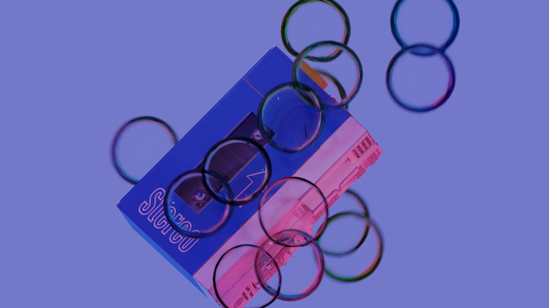 wallkman and Casette with bubbles   Low-poly 3D model_5