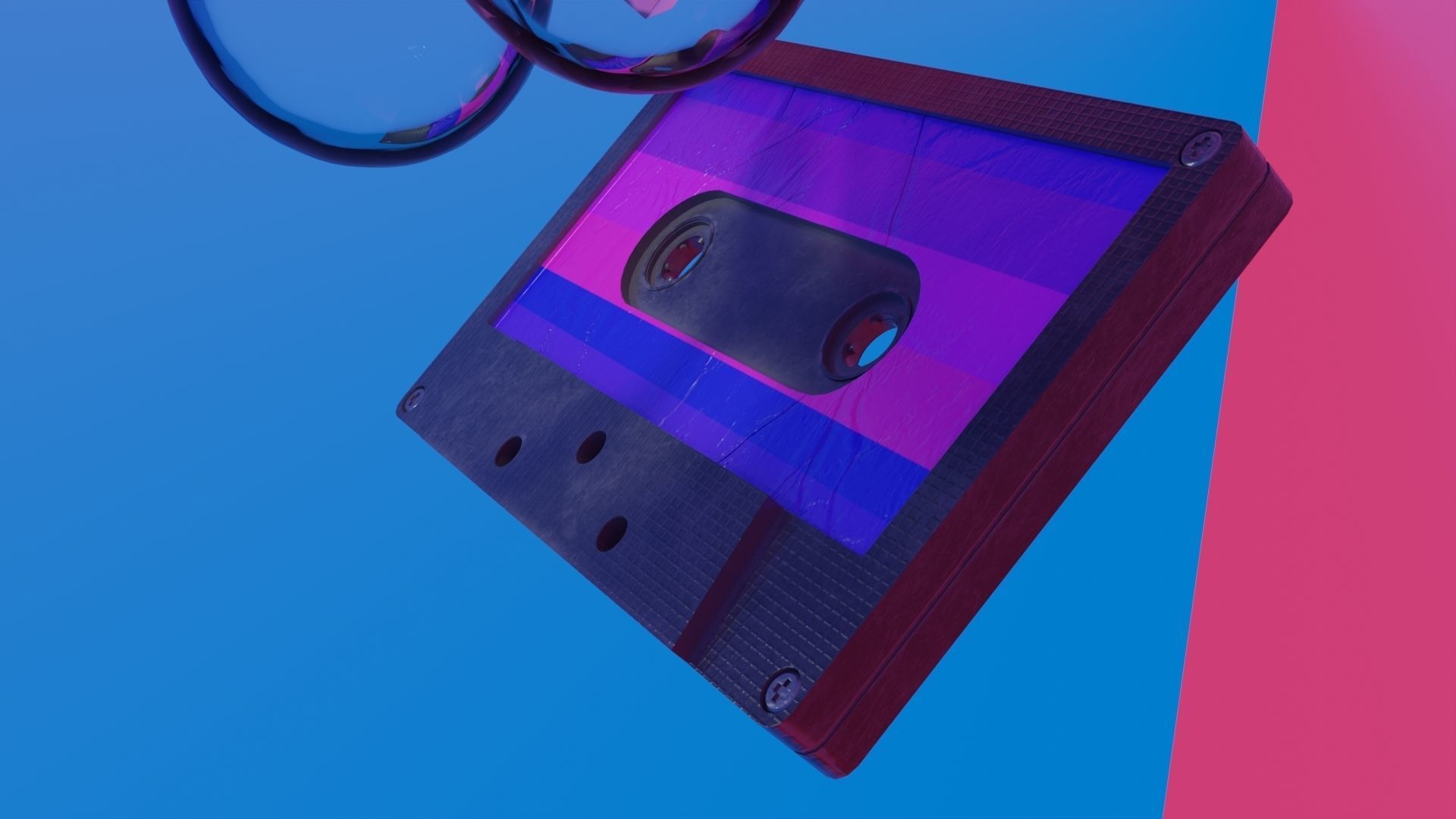 wallkman and Casette with bubbles   Low-poly 3D model_7