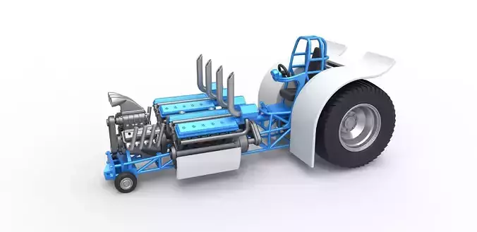 Pulling tractor with V8 and 2 V12 engines Scale 1 to 25 3D print model