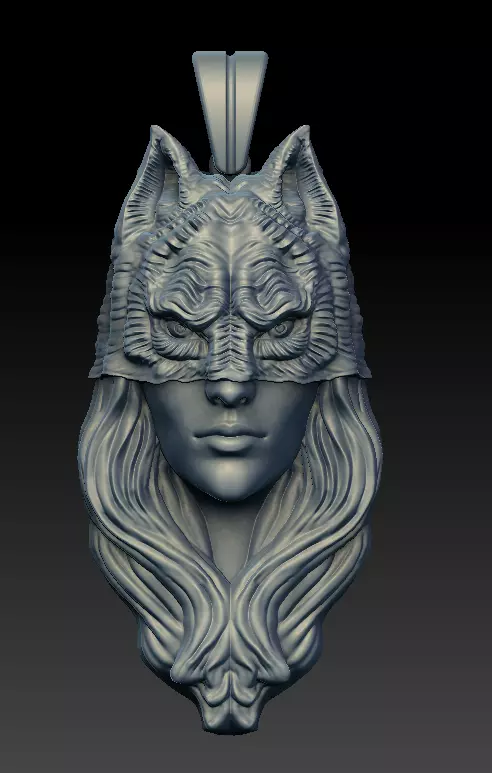 Wolf Woman Pendant 3D model