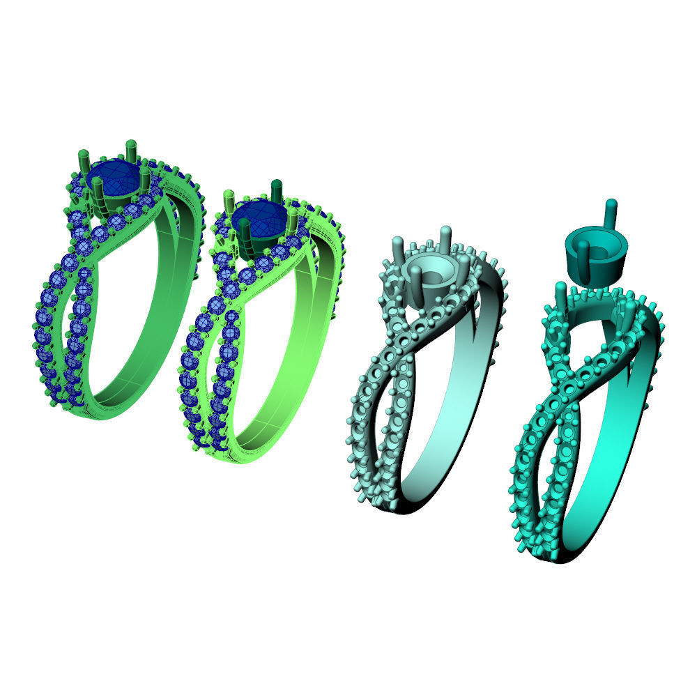 Twisted Knot Ring 30pt Pave 3D print model_14