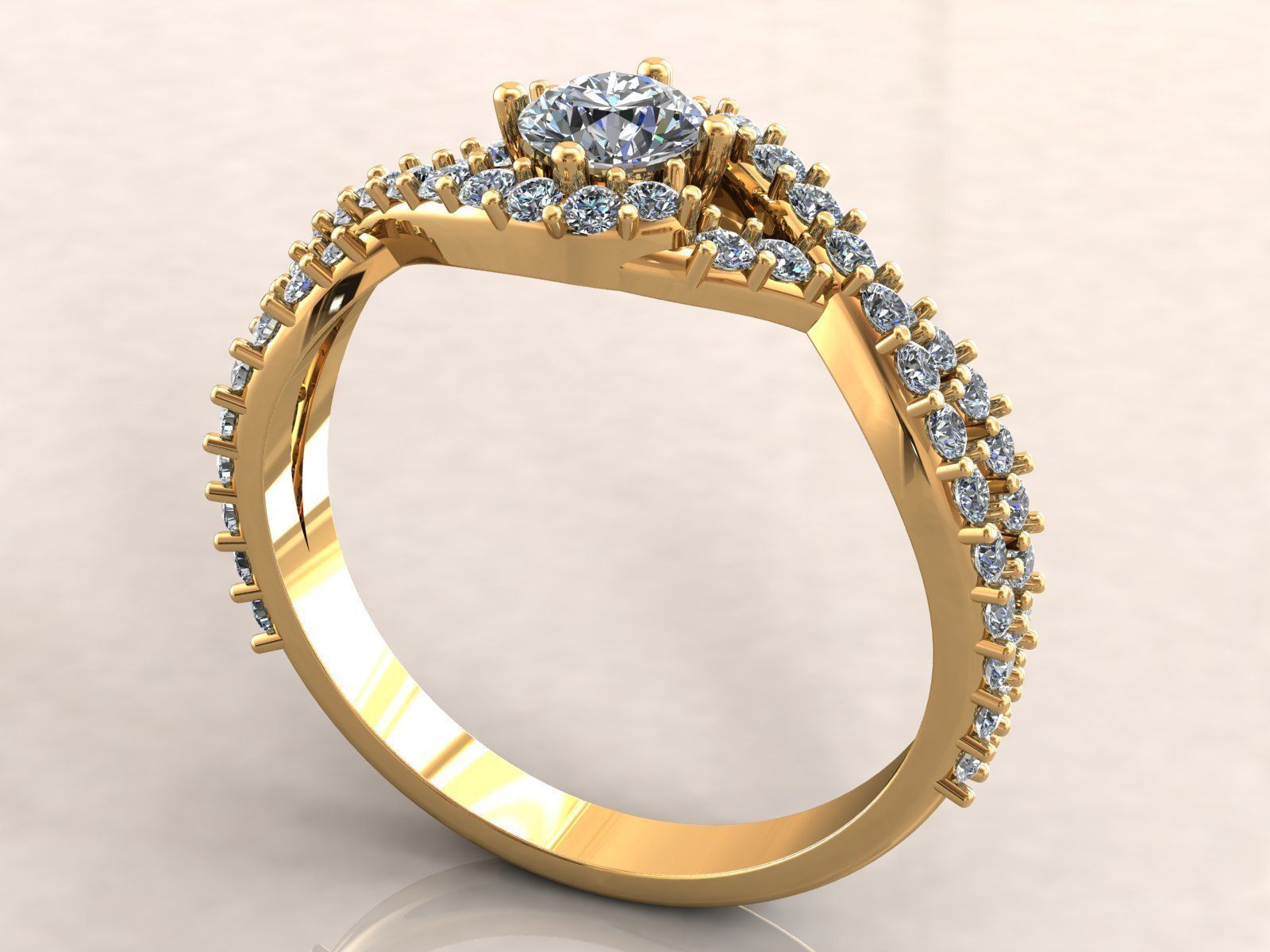 Twisted Knot Ring 30pt Pave 3D print model_3