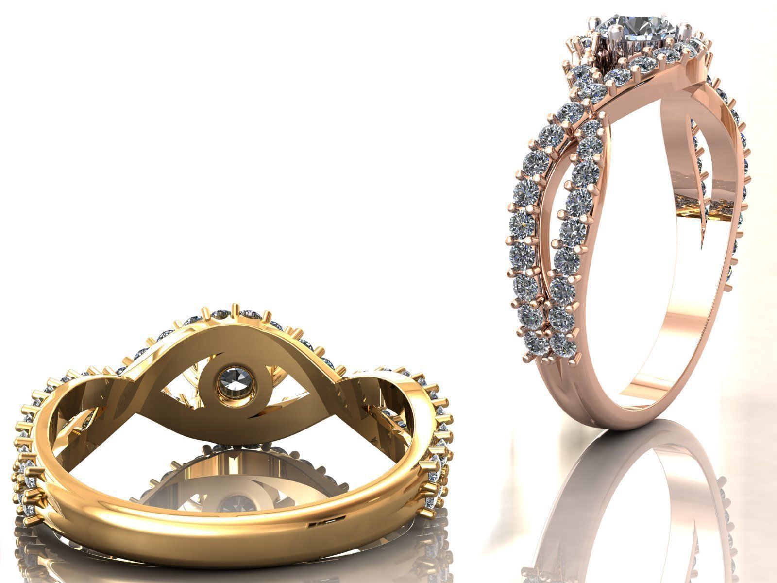 Twisted Knot Ring 30pt Pave 3D print model_7